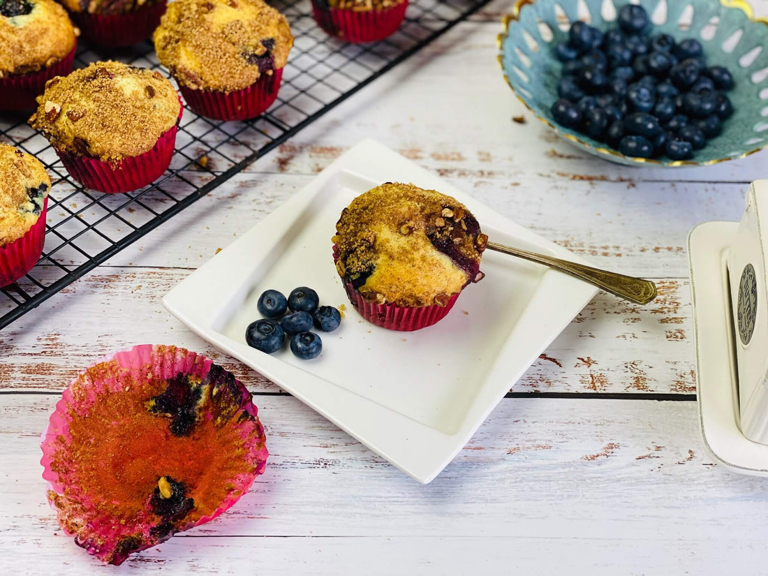 Fresh Summer Blueberry Muffins With Streusel Topping