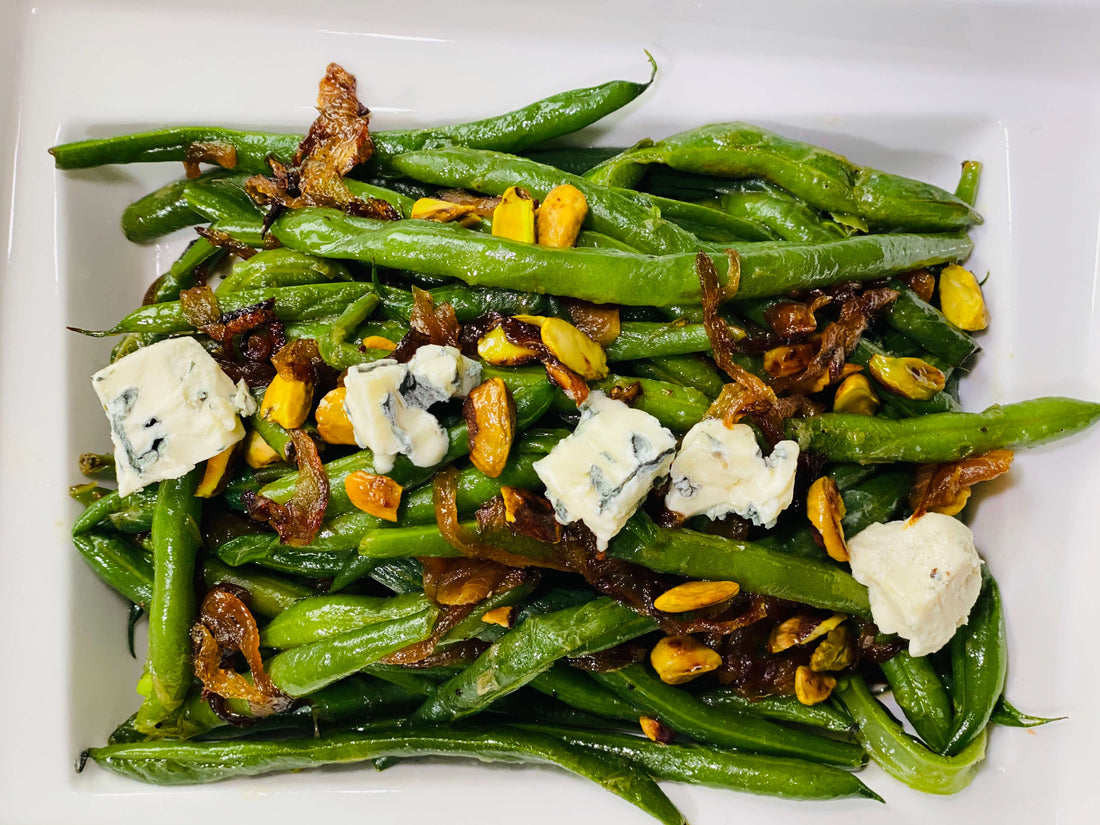 Green Beans With Caramelized Onions And Pistachios